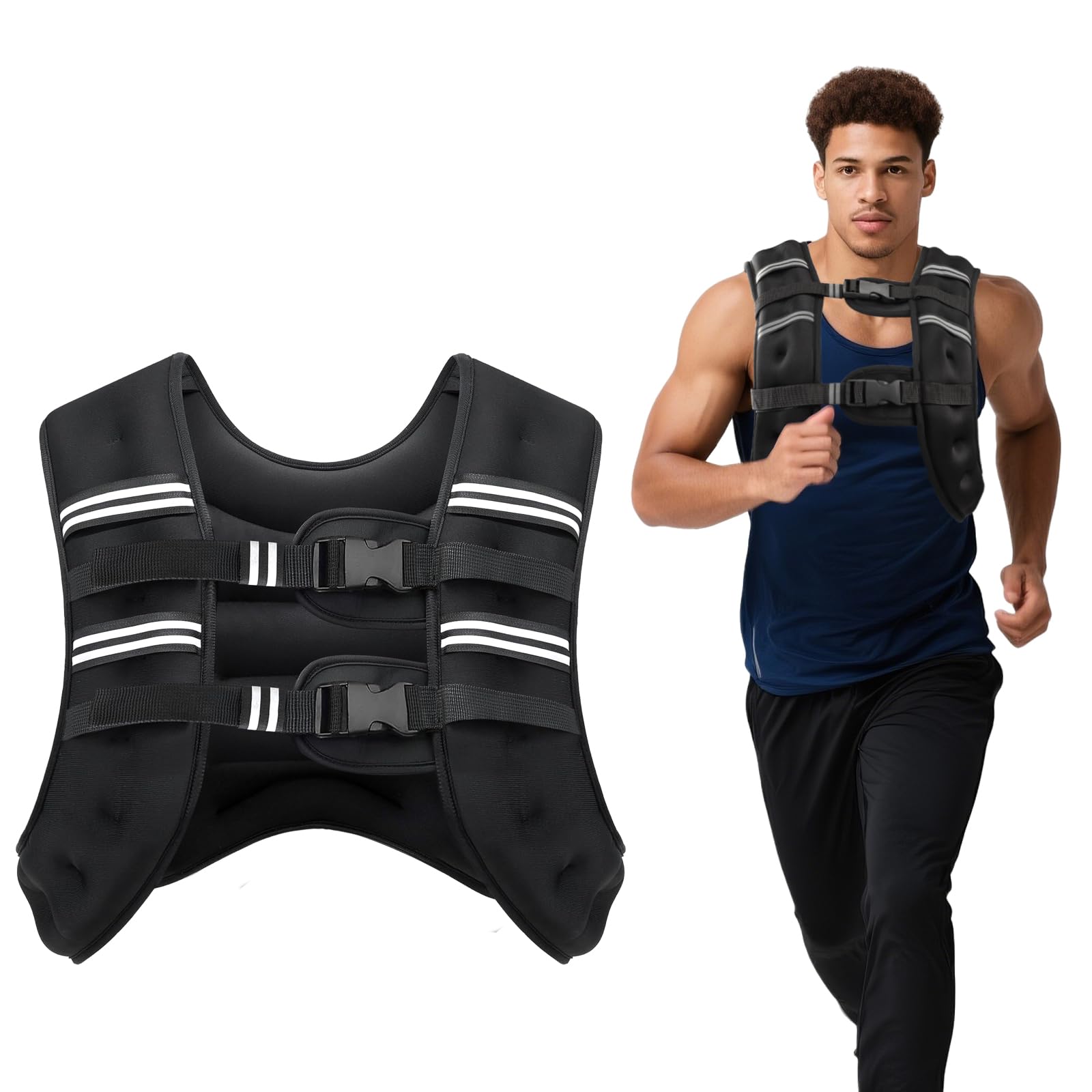 Ragebby Weighted Vest, 20lb for Men, Women with Reflective Stripe, Weight Vests Adjustable for Workout, Strength Training, Running, Fitness, Muscle Building, Weight Loss Image