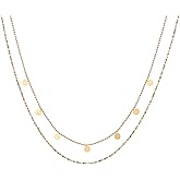 foyjoey 18K Gold Plated Star Cross Heart Charm Choker Necklace for Women Dainty Layered Lip Chain Necklace Stainless Steel Trendy Jewelry Christmas Gifts