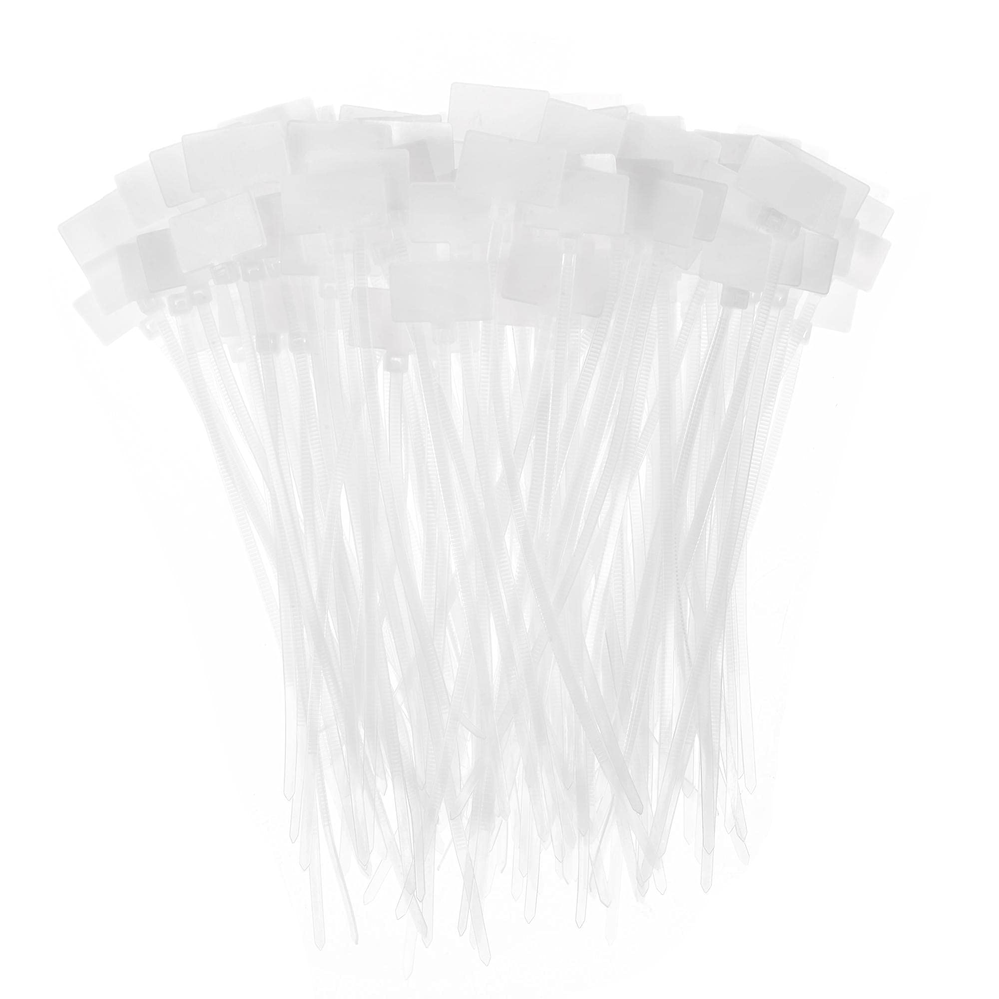sourcing map 150pcs Nylon Cable Ties Tags Label Marker Self-Locking for Marking Organizing 150mm White