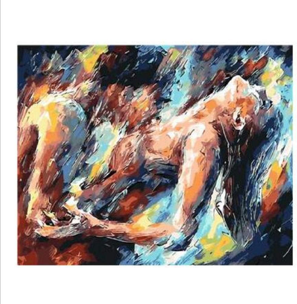 Knncch DIY Oil Painting Sensual Couple Love Shower - Paint by Numbers Kits for Adults DIY 4139 Christmas Decor Home Decorations Gifts-With Frame