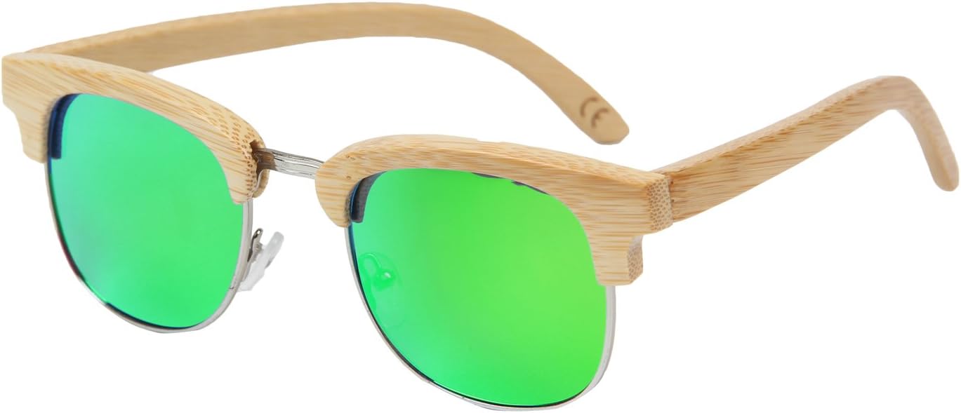WOG2008 Classic Round Zebra Wood Polarized Sunglasses UV400 Protection Mens/Womens Vintage Eyewear
