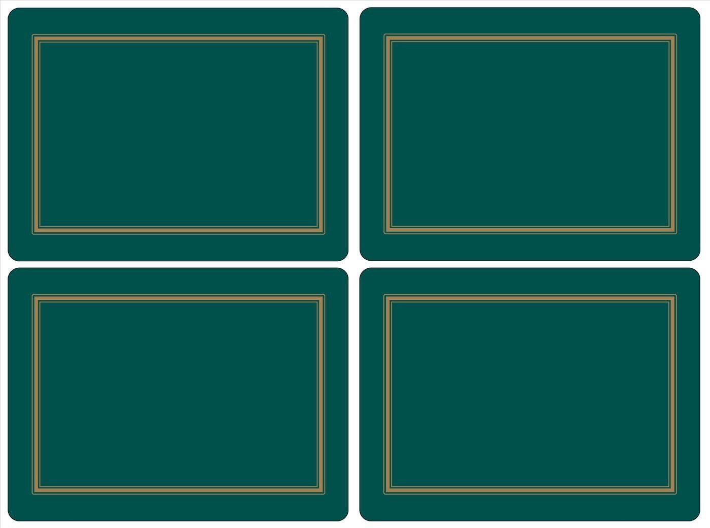Pimpernel Set of 4 Classic Emerald Large Placemats - Cork-Backed Table Mats with Heat Resistance and Stain Protection, Suitable for Everyday Dining and Entertaining, 40.1 x 29.8cm