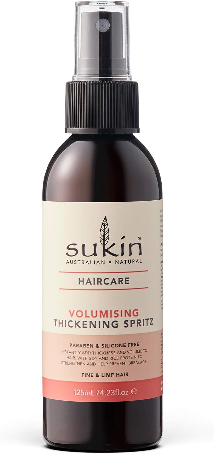Sukin Volumising Thickening Spritz 125ml Fine Hair Soy Rice Protein Strengthen