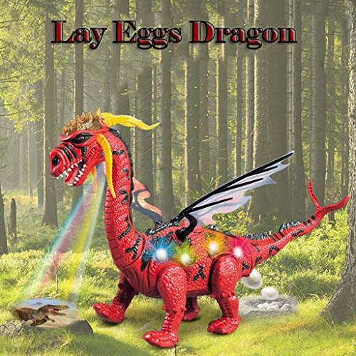 Amaping Electronic Dinosaur Robot Toy, Cute T-Rex Walking Glowing and Music Lay Eggs Dragon Light Up Sounds Toys Educational Baby Interactive Toys Xmas Gift (Green)