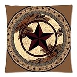 Western Texas Star Square Decorative Zippered Pillow Case 18x18 (twin sides)