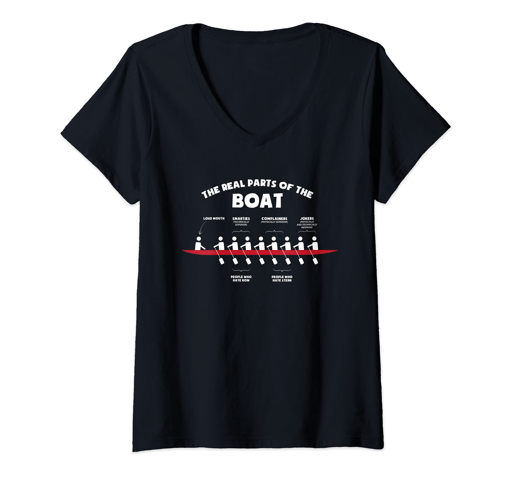 Womens The Real Parts Of The Boat Rowing V-Neck T-Shirt