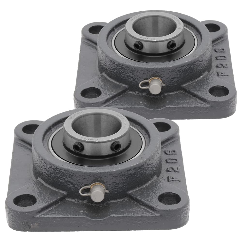 Photo 1 of [2-Pack] UCF206-18 - 4-Bolt Flange-Mount Ball Bearing Unit, Insert Bearing UC206-18, Cast Iron Housing F206, Bore Shaft 1-1/8 in (28.575 mm), Set Screw Locking, 4.25 in (108 mm) Flange Length