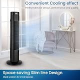 ANSIO 30-Inch Tower Fan with Remote Bladeless Oscillating 3 Speeds Black view 4