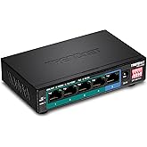 TRENDnet 5-Port Gigabit Long Range PoE+ Switch, TPE-LG50, 4 x PoE+ Ports, 1 x Gigabit Port, Camera DIP Switch extends PoE+ 20