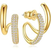 14K Gold Plated Hoop Earrings for Women | Statement Huggie Earrings Trendy Jewelry