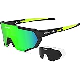 X-TIGER Polarized Sports Sunglasses with 5 Interchangeable Lenses,Mens Womens Cycling Bike Glasses,Baseball Running Fishing