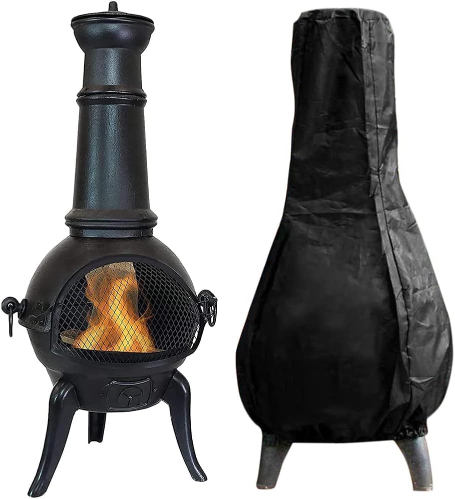 Gatphy Outdoor Chimenea Cover, Waterproof 210D Oxford Fabric Heater Cover Heavy Duty Windproof Chiminea Protector Outdoor Garden Patio Heater Protector 122x21x61cm