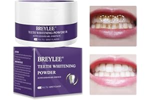 Teeth Whitening, BREYLEE Teeth whitening Powder|Pearl Teeth Powder, Used to Remove Stains Caused by Tea/Coffee/Food, whiten Yellow Teeth, and Keep The Mouth Fresh (55 g, 1.94 oz)