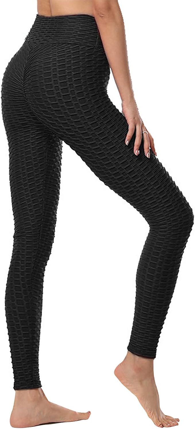 UFLF Women Ruched Leggings High Waist Gym Scrunch Butt Lift