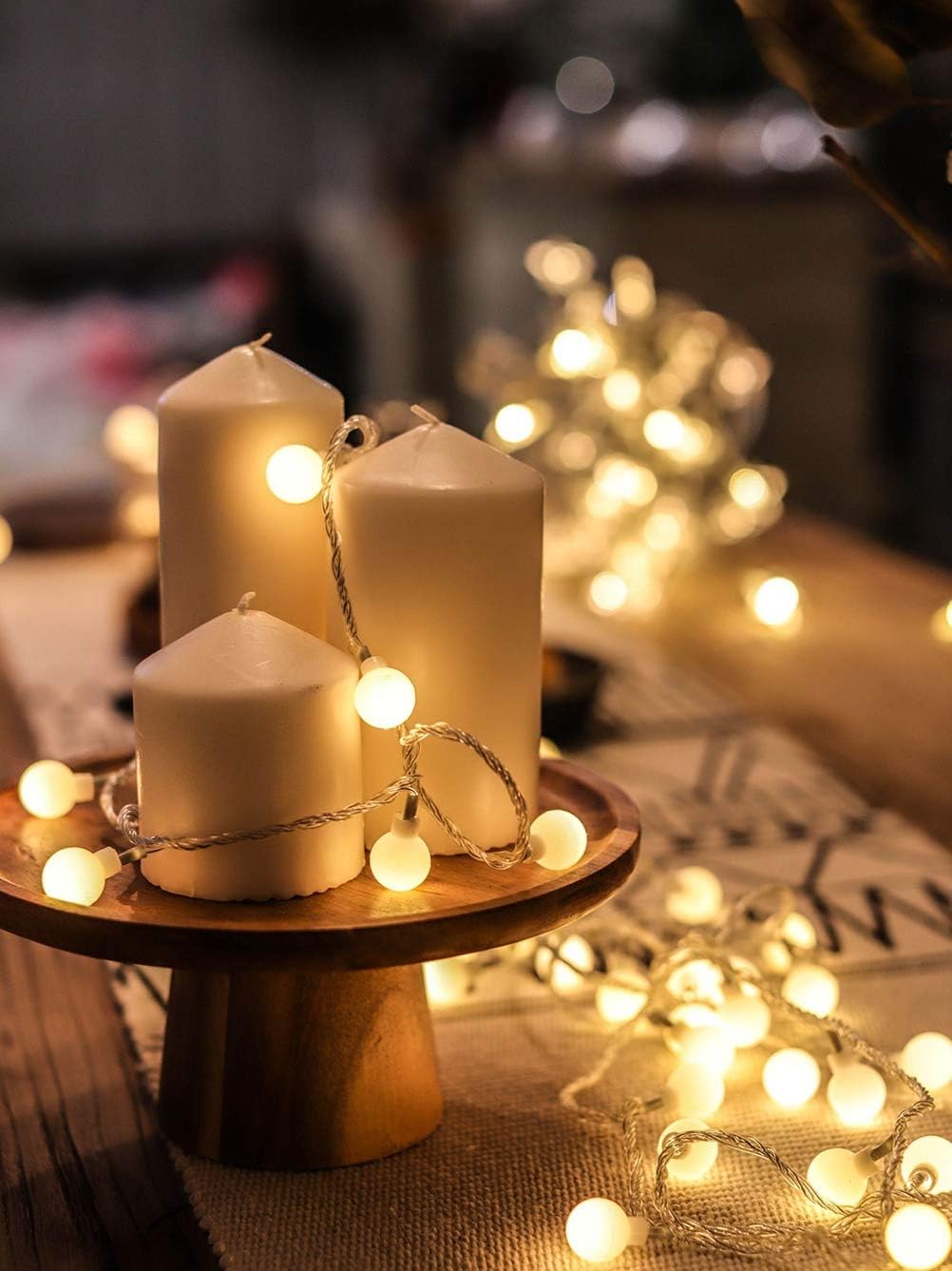 FPEAOB Globe String Lights Battery Powered 80 LED 10M Warm White Fairy String Light Waterproof Decoration for Bedroom Christmas Xmas Tree Wedding Garden Party - Image 5