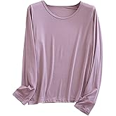 Women Lightweight Pajamas Tops Long Sleeve Plain Lounge T-Shirt Crewneck Soft Pajama Shirts Sleep Tunics Tee