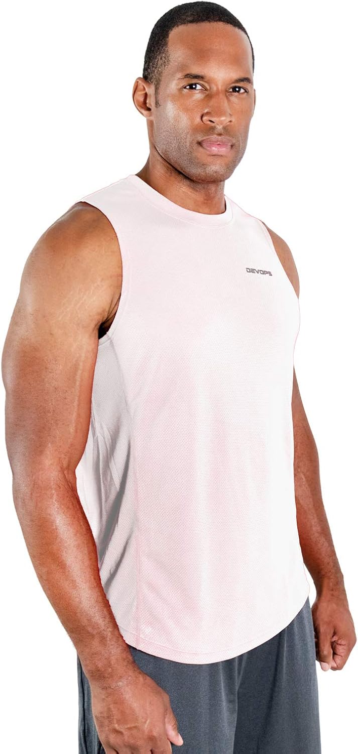 DEVOPS 3 Pack Men's Muscle Shirts Sleeveless Dri Fit Gym Workout Tank Top: Clothing