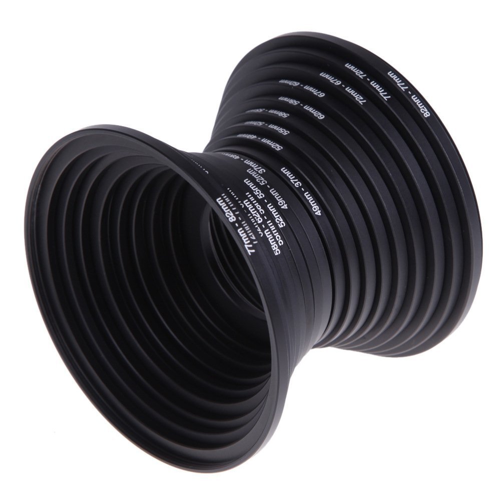 CAM-ULATA 20 Teiliges Filteradapter Step Up / Step Down Ringe Set 82mm 77mm 72mm 67mm 62mm 58mm 55mm 52mm 49mm 37mm 30mm Objektivadapter Adapterringe Filteradapter Schwarz für Canon Nikon Sony Sigma