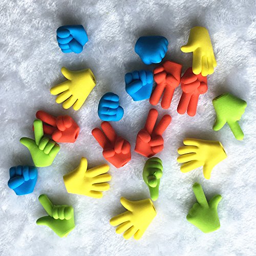Ipienlee Funny Hand Signal Pencil Cap Erasers for Artist or Students Gift Four Color Pack of 20 (005) - Thumbnail 7
