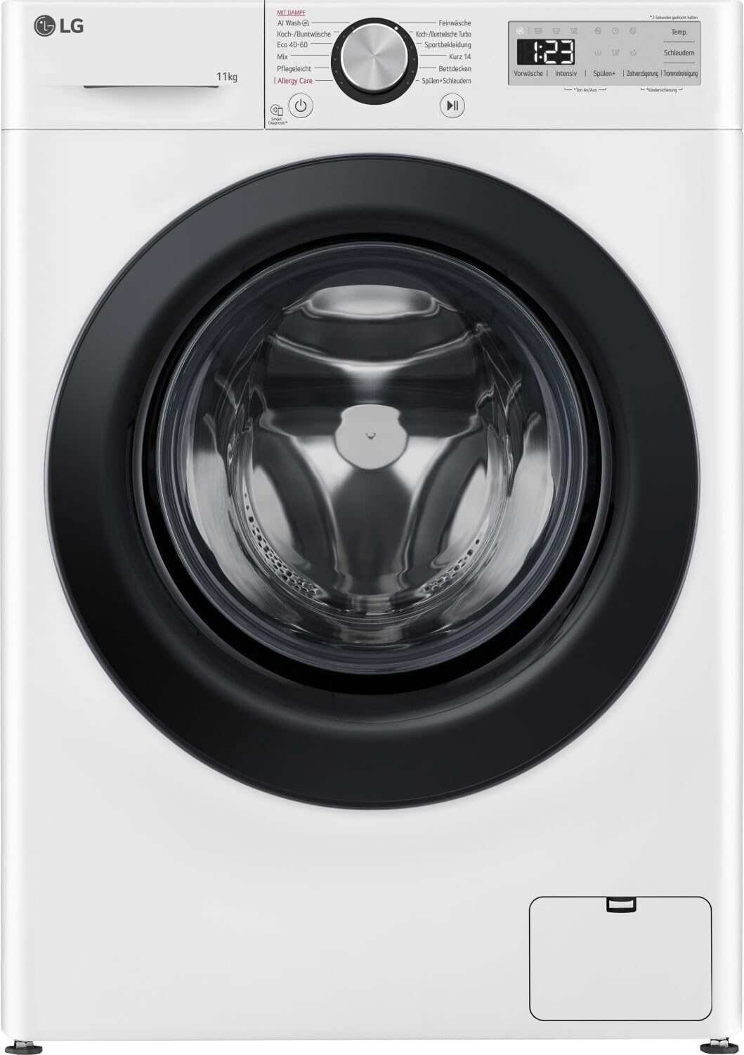 LG F4WR4911P Waschmaschine, Frontlader, 11 kg, 1350 U/Min, AI DD, Steam, 6 Motion, Inverter Direct Drive, leise und effizient, Weiß [Energieklasse A]