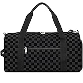 NELife Black Checkered flag Sport Gym Duffle Travel Bag with Shoe Compartment,Wet Pocket for Men and Women