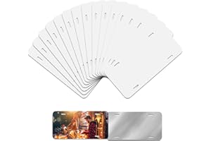 HYHOSHI 14 Pack Sublimation License Plate Blanks, Metal Automotive Sublimation License Plates Tag for Custom Design Work (White)