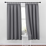 PONY DANCE Grey Blackout Curtains 72 Inch Drop Pencil Pleat 2 Panels