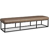 Signature Design by Ashley Joston Contemporary Leather Upholstered Accent Bench with Metal Frame, Light Brown & Black