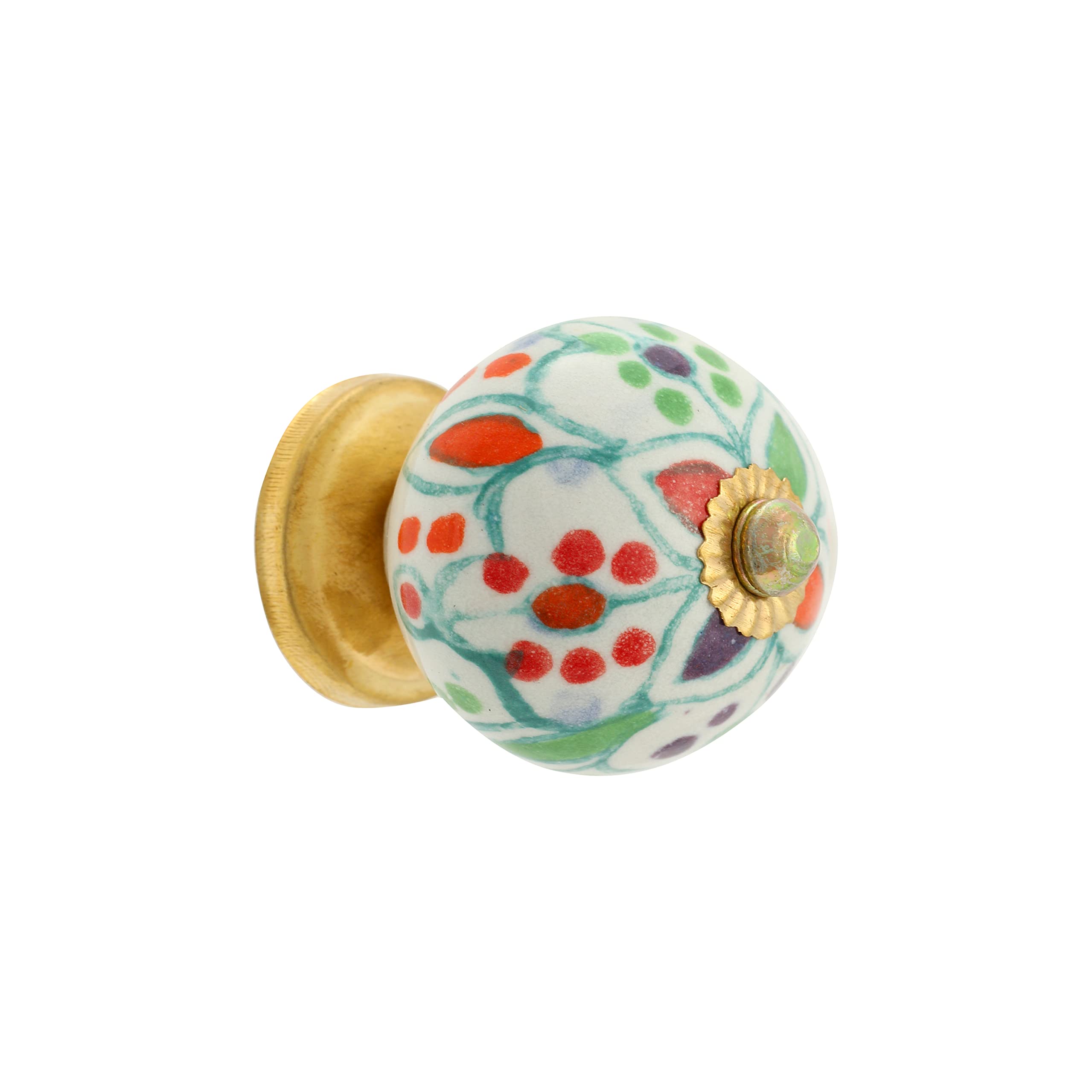 Rasiya Art Drawer Knobs - Countryside Boho Ceramic Dresser Pull Handle Kitchen Cabinets Cupboard Wardrobe Knob Farmhouse Decor Furniture Hardware - Multicolor Morroccan - Pack of 4