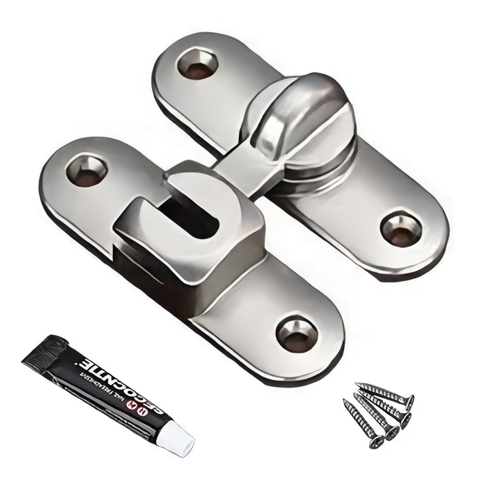 Toolzia Flip Barn Door Lock, 90 Degree Locks for Barn Security Door Latch with Screws Small Gate Latches Hardware for Barn, Garden, Bathroom, Cabinet, Window, Sliding Door (Silver)