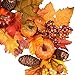 DearHouse 15 Inch Fall Wreath, Autumn Maple Leaf Harvest Thanksgiving Door Wreath for Front Door with Pumpkins, Pinecone, Maple Leaf and Berry