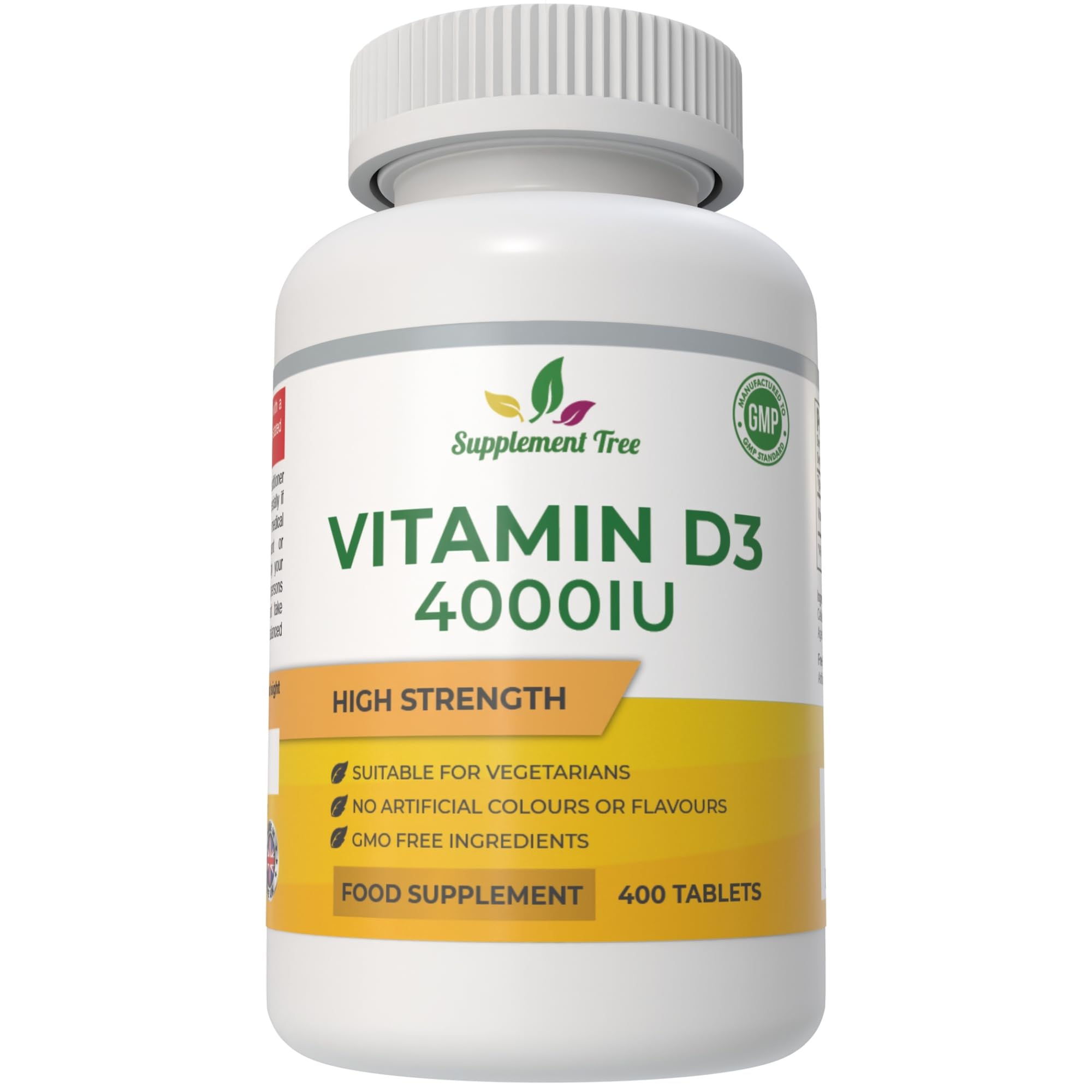 Vitamin D3 4000 IU High Strength | 400 Vegetarian Tablets | Vitamin D 4000iu Cholecalciferol Supplement | Supports Immune System, Bones & Muscle Function | Made in UK