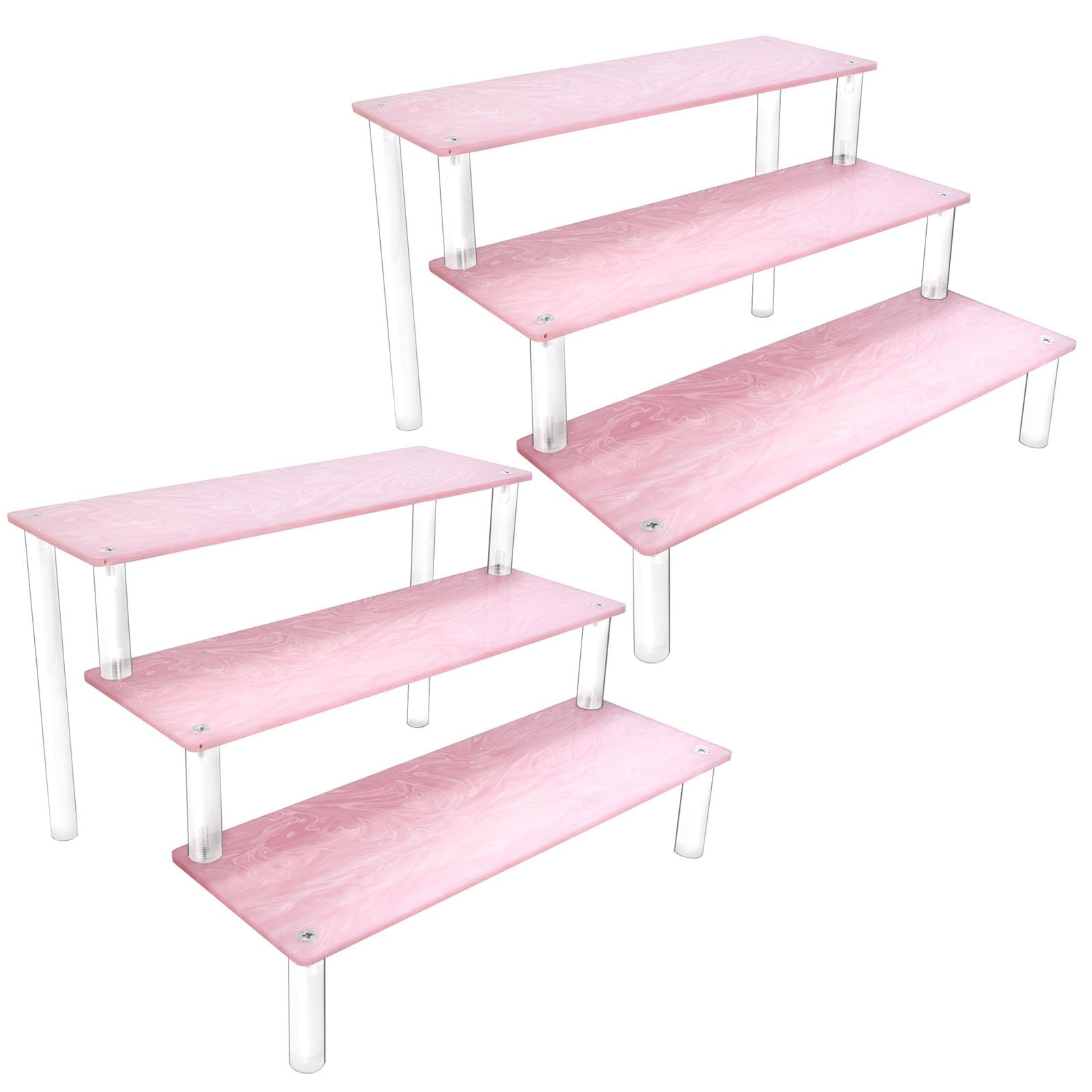 RICIPUSO Acrylic Display Stand, 2PCS 3 Tier Pink Display Risers for ...