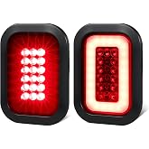 XtraGlow 5x3 Rectangle LED Stop Brake Turn Tail Lights Halo LED Red Lens Flatbed Truck Trailer Hitch Tail Lights w/Rubber Grommet 3 Prong Trailer Wire Pigtails Plug 2Pcs