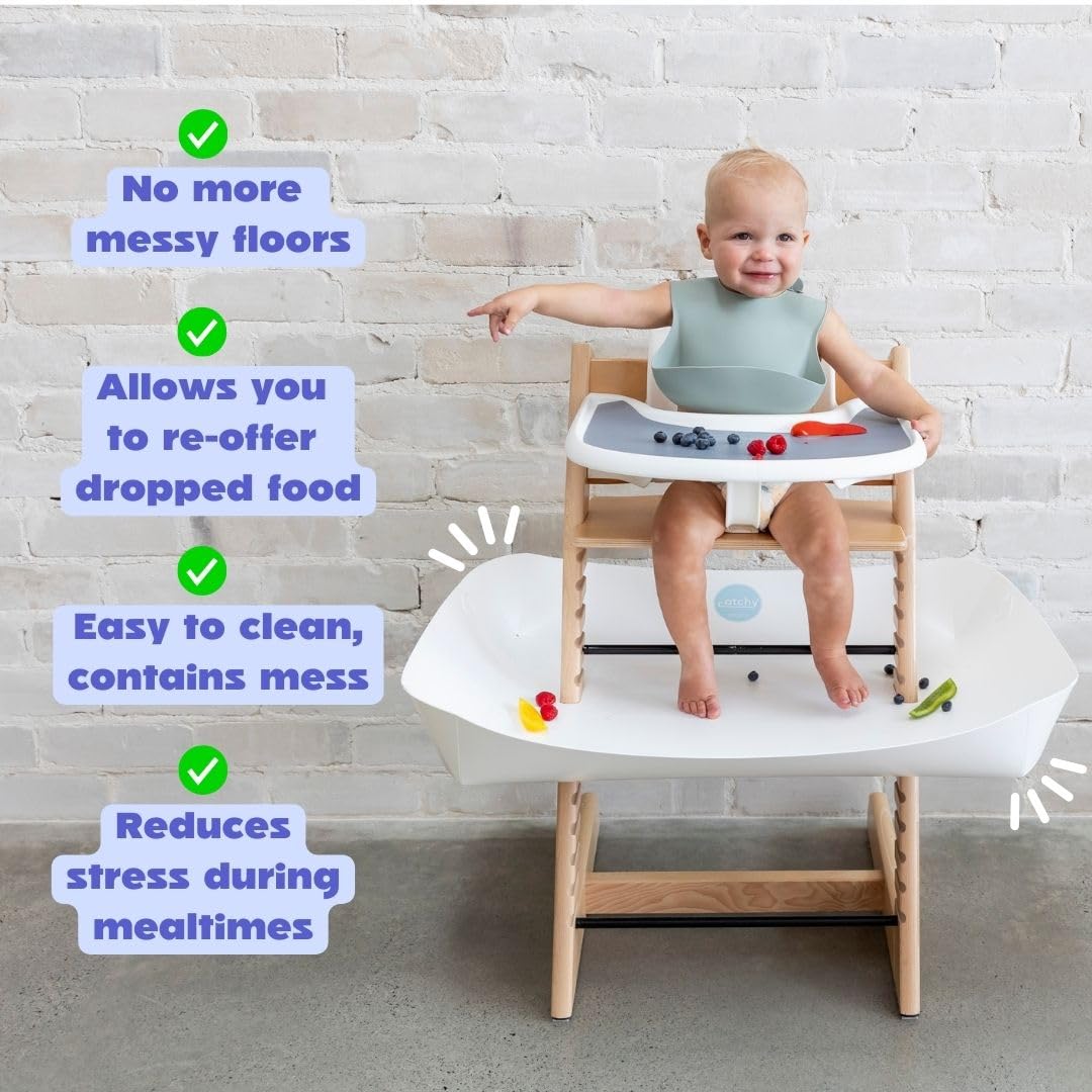 CATCHY - Food Catcher - Compatible with Stokke Tripp Trapp High Chair + 11 Other High Chairs - Highchair Sold Separately - Baby & Toddler Food & Mess Catcher - Under High Chair Accessory