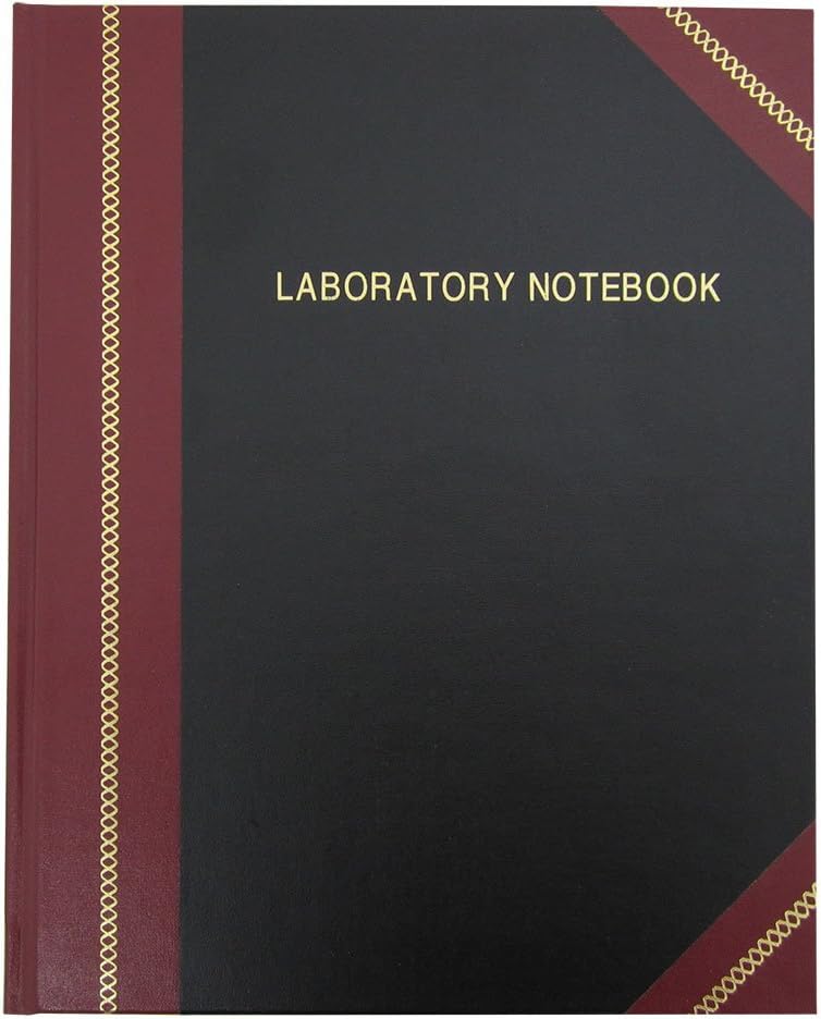BookFactory Lab Notebook/Laboratory Notebook - Professional Grade - 96 Pages, 8" x 10" (Ruled Format) Black and Burgundy Imitation Leather Cover, Smyth Sewn Hardbound Student (LRU-096-SRS-A-LKMST1) : Science Laboratory Notebooks : Office Products