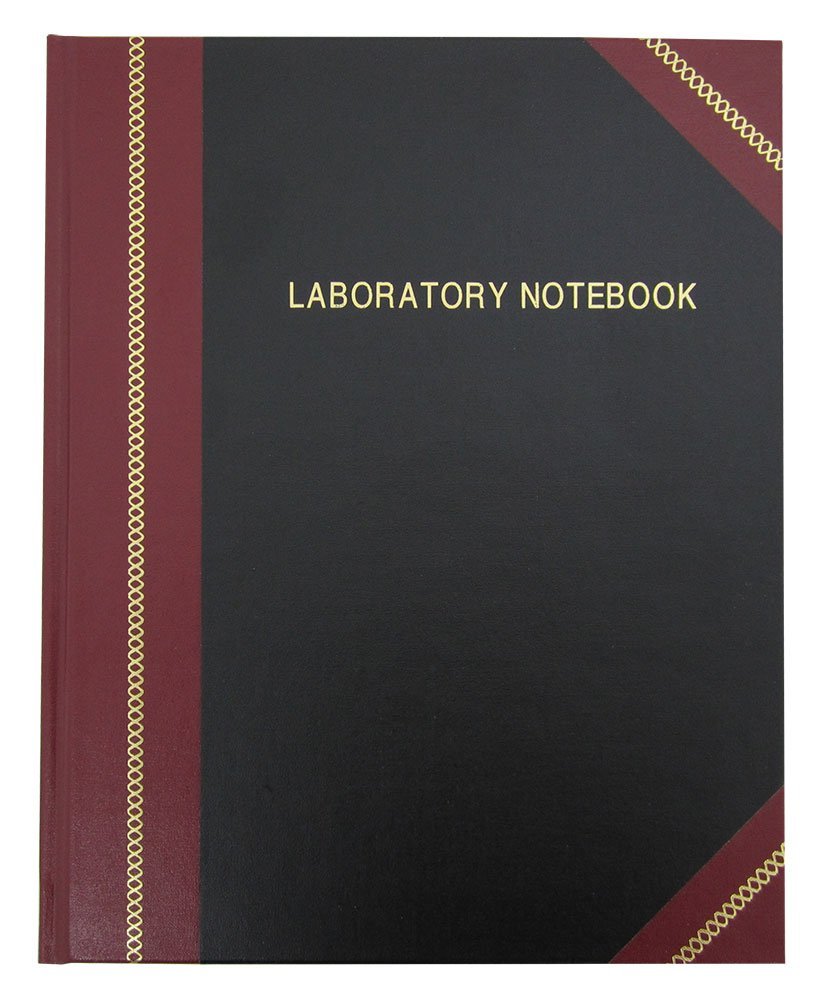 BookFactory® Lab Notebook / Laboratory Notebook - Professional Grade - 168 Pages, 8" x 10" (Ruled Format) Compare to Boorum & Pease L21-150-R, Cover is Black and Burgundy Imitation Leather, Smyth Sewn Hardbound (LRU-168-SRS-A-LKMST1)