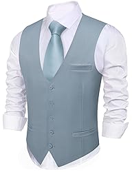 Barry.Wang Mens Blue Suit Vest Formal/Leisure