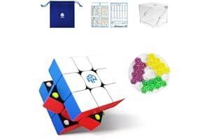 GAN 356 M with Extra GES Set, 3x3 Speed Cube Magnetic Stickerless, 3D Puzzle Fidget Toy Brain Teasers for Kids Teens Beginner