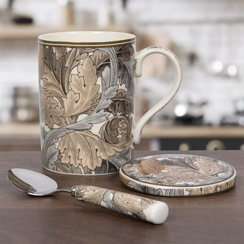 Mug, Coaster, and Spoon Set | Acanthus design | Set of 3