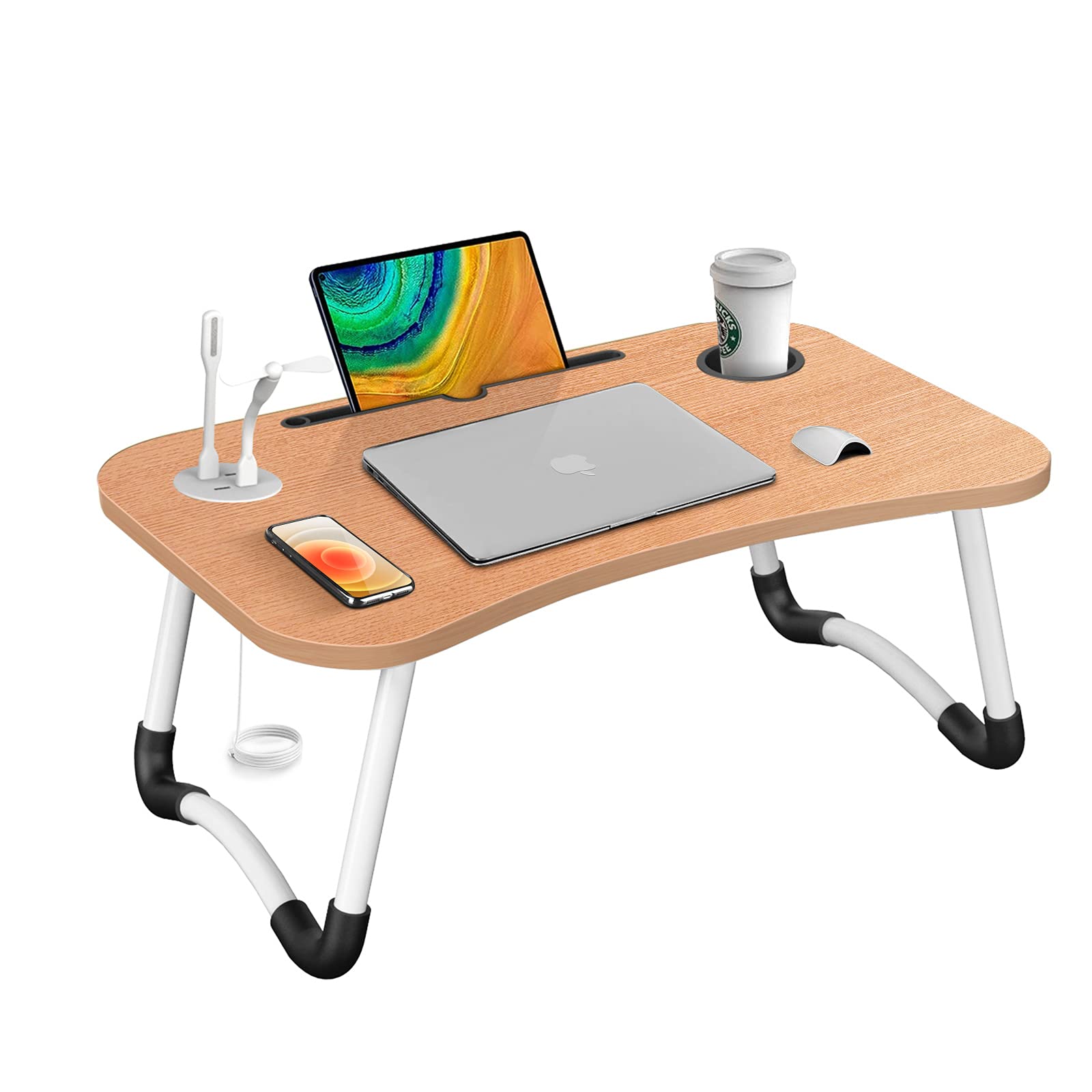 HLHome Laptop Bed Desk,Portable Foldable Laptop Tray Table with USB Charge Port/Cup Holder,for Bed /Couch /Sofa Working, Reading