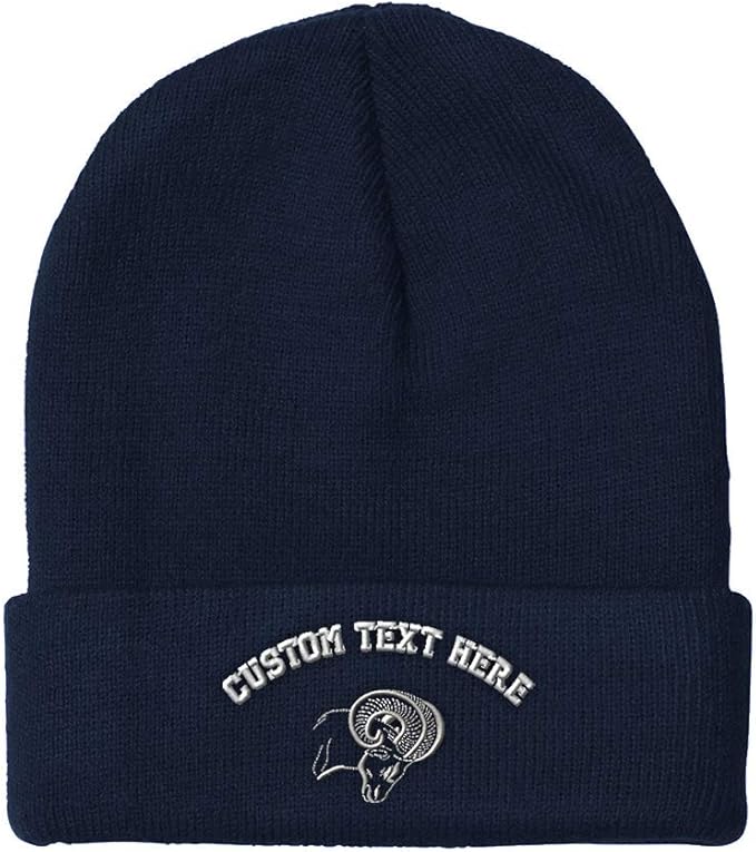 Custom Beanies for Men Ram Mascot Embroidery Costume Winter Hats Women