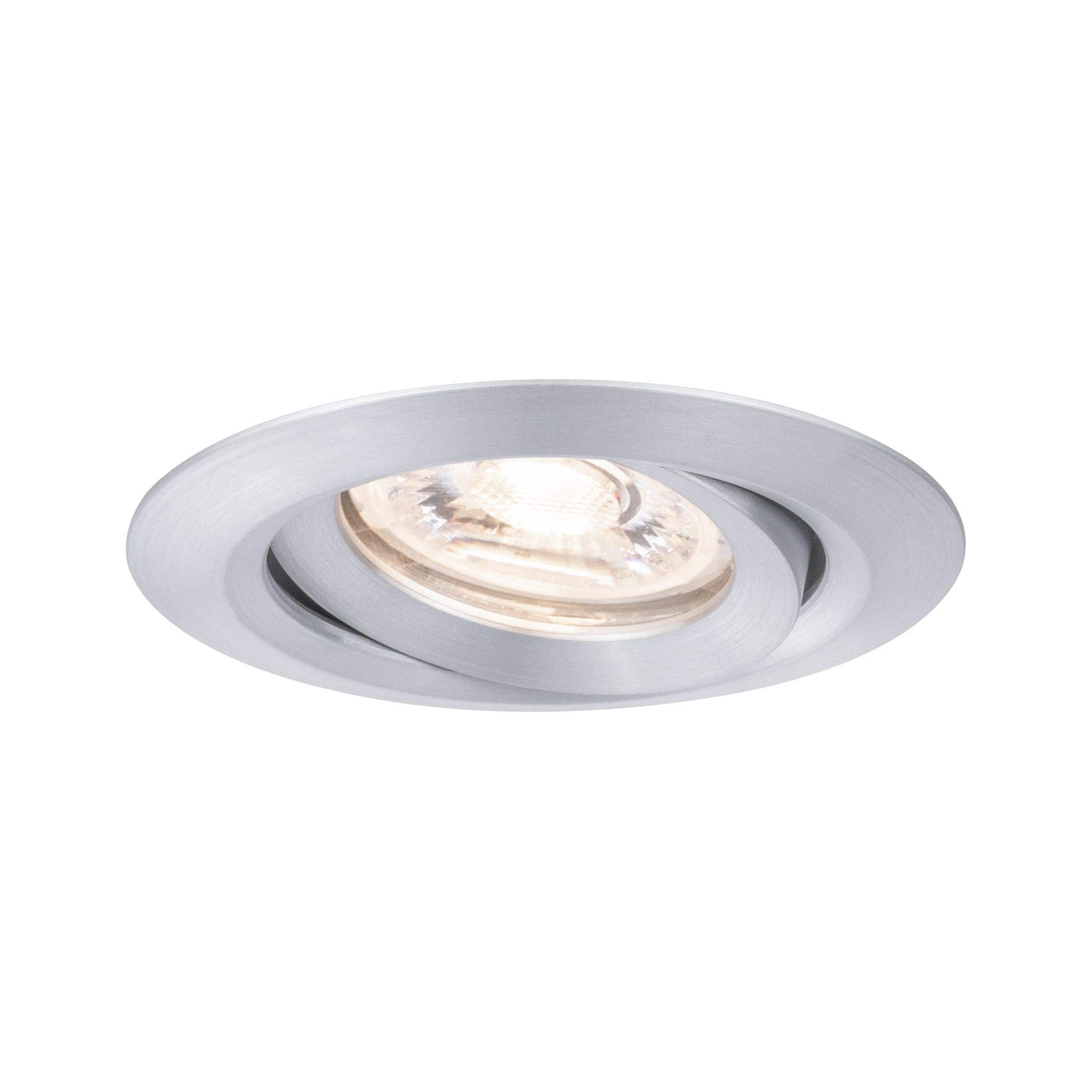 Paulmann 94296 Nova mini LED recessed luminaire Coin Round swivelling incl. 1x4 watt recessed Ceiling Spotlight Turned Aluminium recessed lamp Aluminium Warm White 2700 K