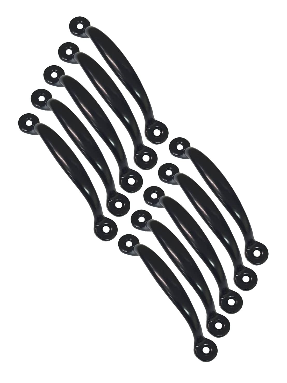 QCAA Steel Utility Grab Pull, Surface Mount for Screen Door, Drawer Access Panel Cabinet Lid Hatch, Black, Made in Taiwan, 10 Pack