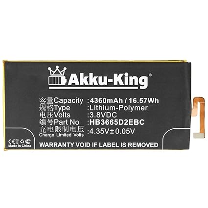 Akku-King Akku ersetzt Huawei HB3665D2EBC - Li-Polymer 4360mAh - für Ascend P8 Max, DAV-703L, DAV-713L