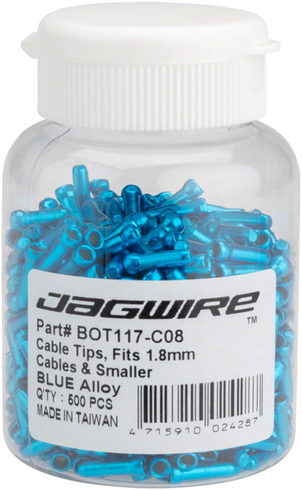 Jagwire Brake or Speed Cable Tips, 500 Pieces, blue