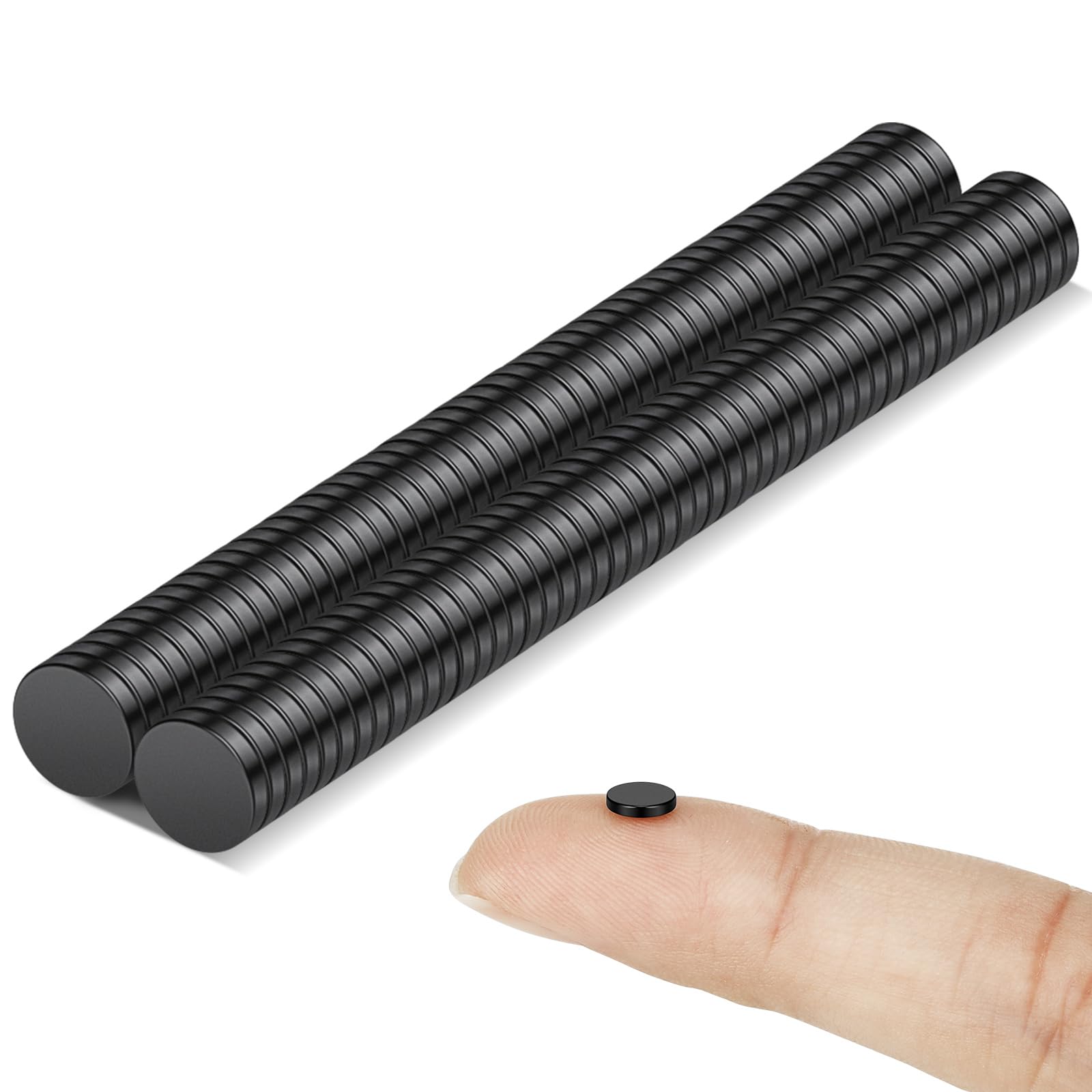 Wukong Black Small Magnets 5mm X 1mm | 100 Pack, Mini Strong Fridge Magnets, Tiny Round Manget for Craft DIY Whiteboard Refrigerator Home Office