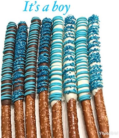 Pink Frosting Pretzels "It's A Boy" Gourmet Chocolate Pretzel Rods