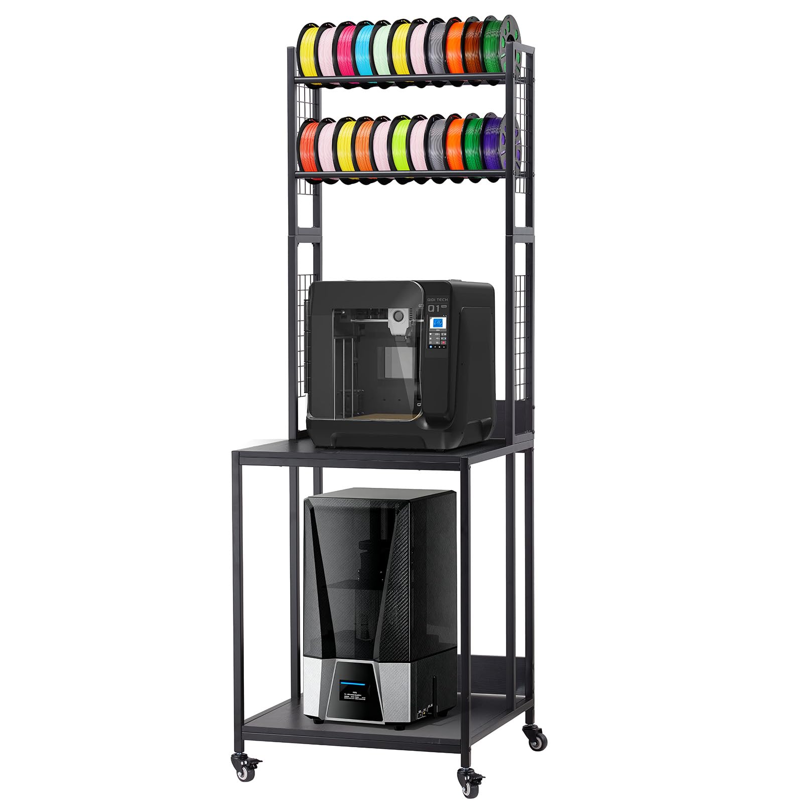 Photo 1 of VEVOR 3D Printer Filament Storage Rack, 4-Tier 3D Printer Stand with Filament Storage, Spools Holder Racks Cart with Wheels, Filaments Organzied for 3D Printing Station, Office, Workshop (Shelf Only)