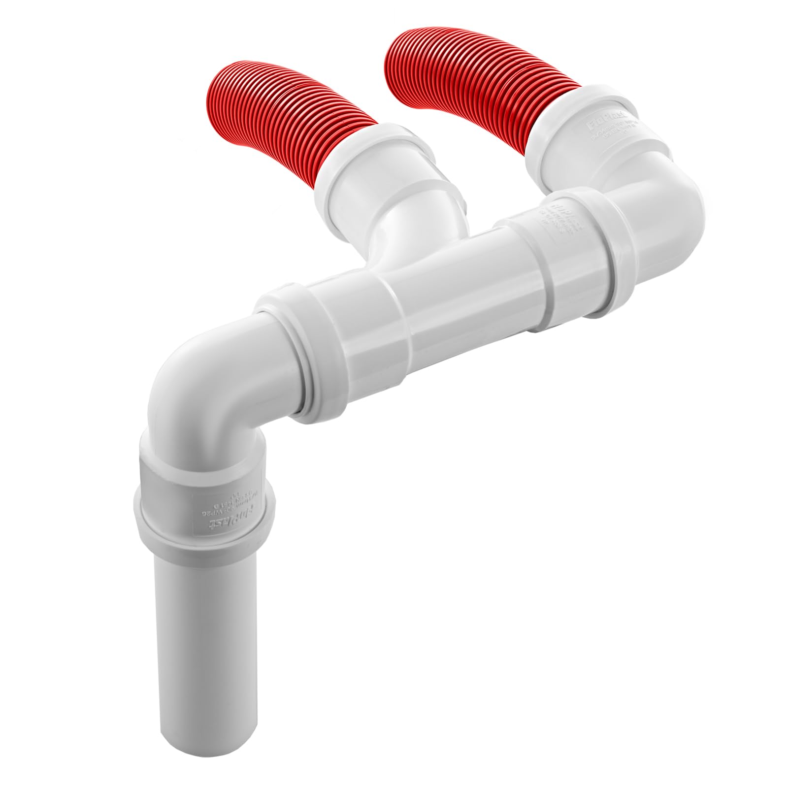 BITS4REASONS New Model Caravan (Twin) RED HIGH VISBILTY Safety Waste Water Outlet Pipe System Adaptor with FLOPLAST Home Plumbing Grade Fittings CE Standard Tested to EN 1451